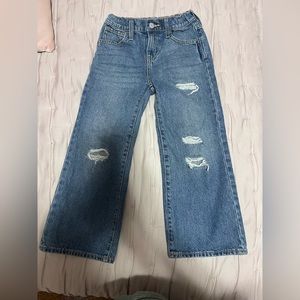 Girls high rise baggy wide leg jeans
